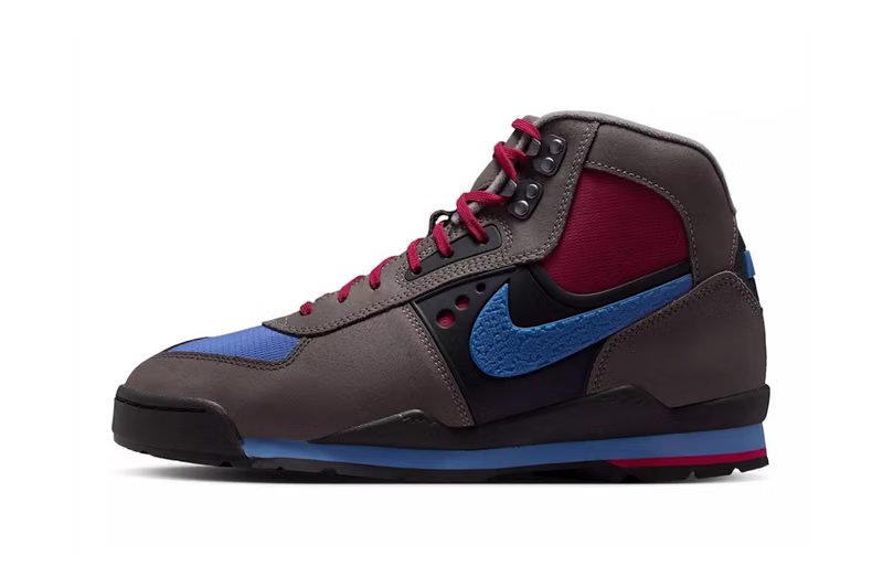 Nike Baltoro High in Cave Stone and Mystic Hibiscus colorway, showing muted earthy base with strategic color blocking - detail view 2