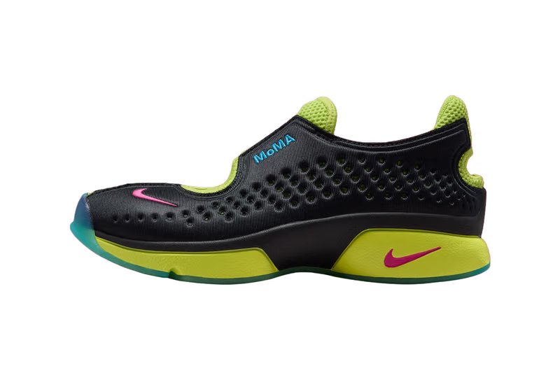 MoMA x Nike Air Rift 2 two-pair pack featuring Hyper Verde/Light Fuchsia and Black/Cyber colorways for Fall 2026 release - detail view 2