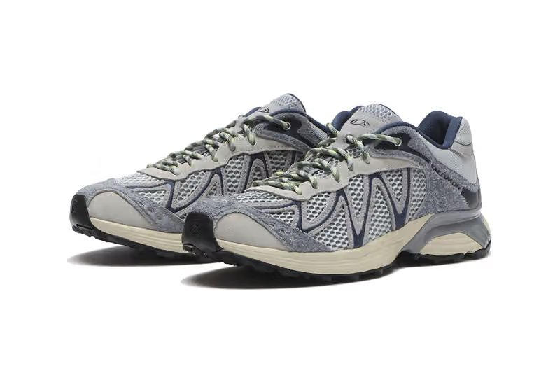 Salomon XT-Whisper Embroidery Pack in Pearl Blue, Almond Cream, and Deep Lichen Green colorways with embroidered detailing on 3D mesh upper - detail view 4
