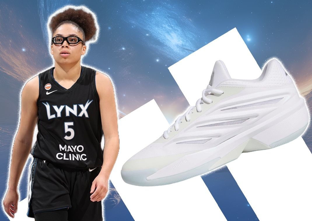 Olivia Miles wearing adidas Crazy Energy Execution in Cloud White during WNBA game - detail view 1