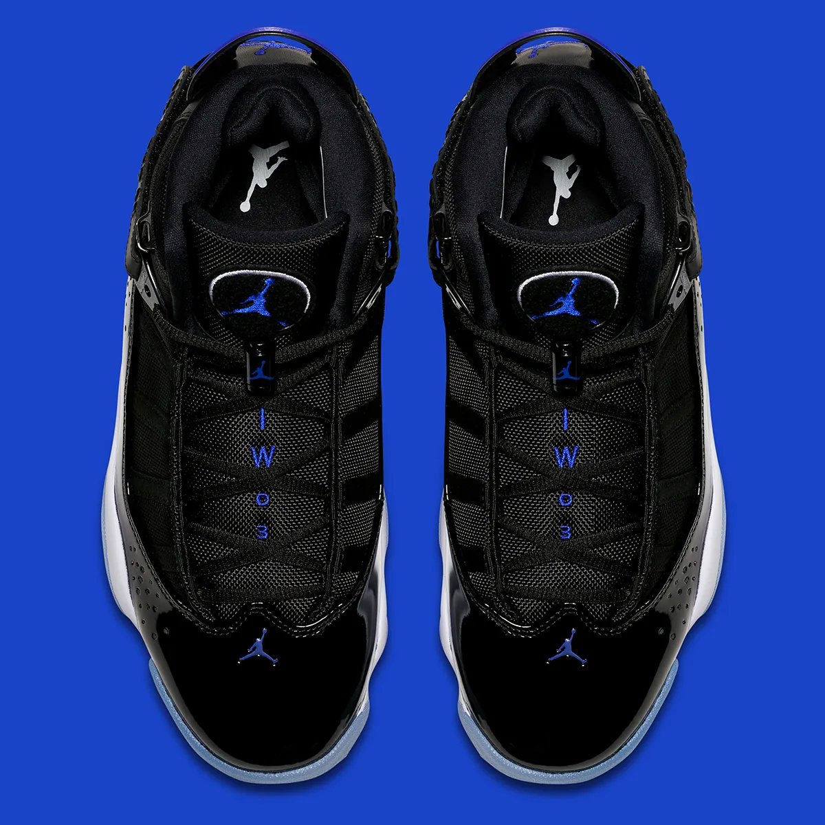 Jordan Six Rings 'Space Jam' in black patent leather with royal blue accents, Space Jam 30th anniversary release - detail view 3