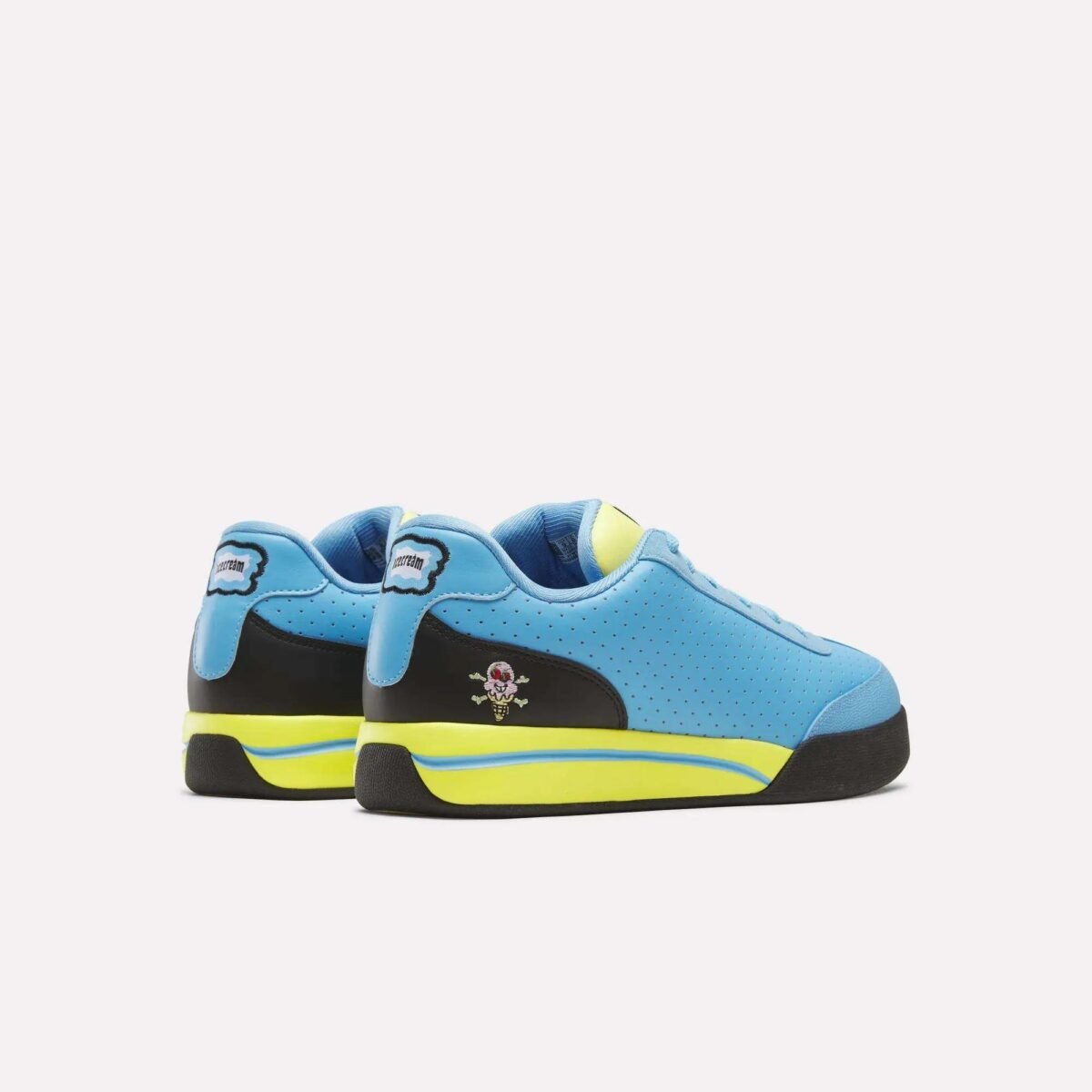 BBC IceCream x Reebok Board Flip 'Pale Cerulean' in pale blue, black, and yellow colorway - detail view 3