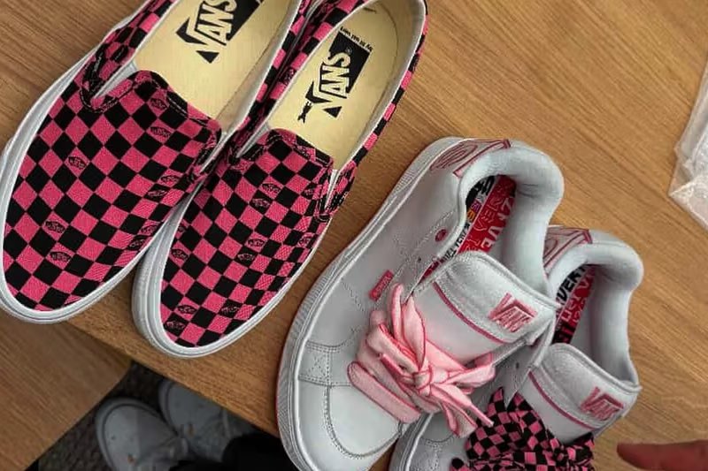 Lil Uzi Vert x Vans collaborative skate sneaker in pink and black colorway, featuring bulky cupsole and checkerboard laces - detail view 2