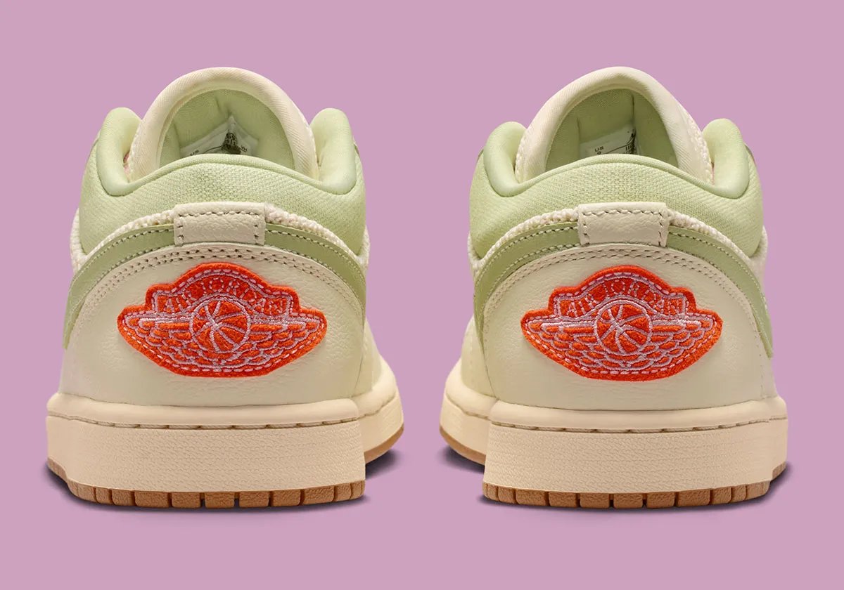 Nike Air Jordan 1 Low with knitted textile upper construction in neutral colorway - detail view 4