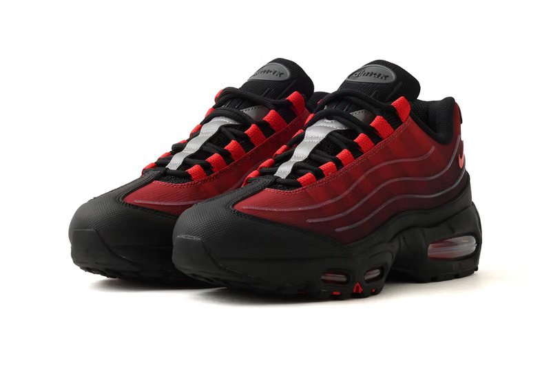 Nike Air Max 95 BB Tech Red/Black featuring exposed cushioning and layered material construction - detail view 2