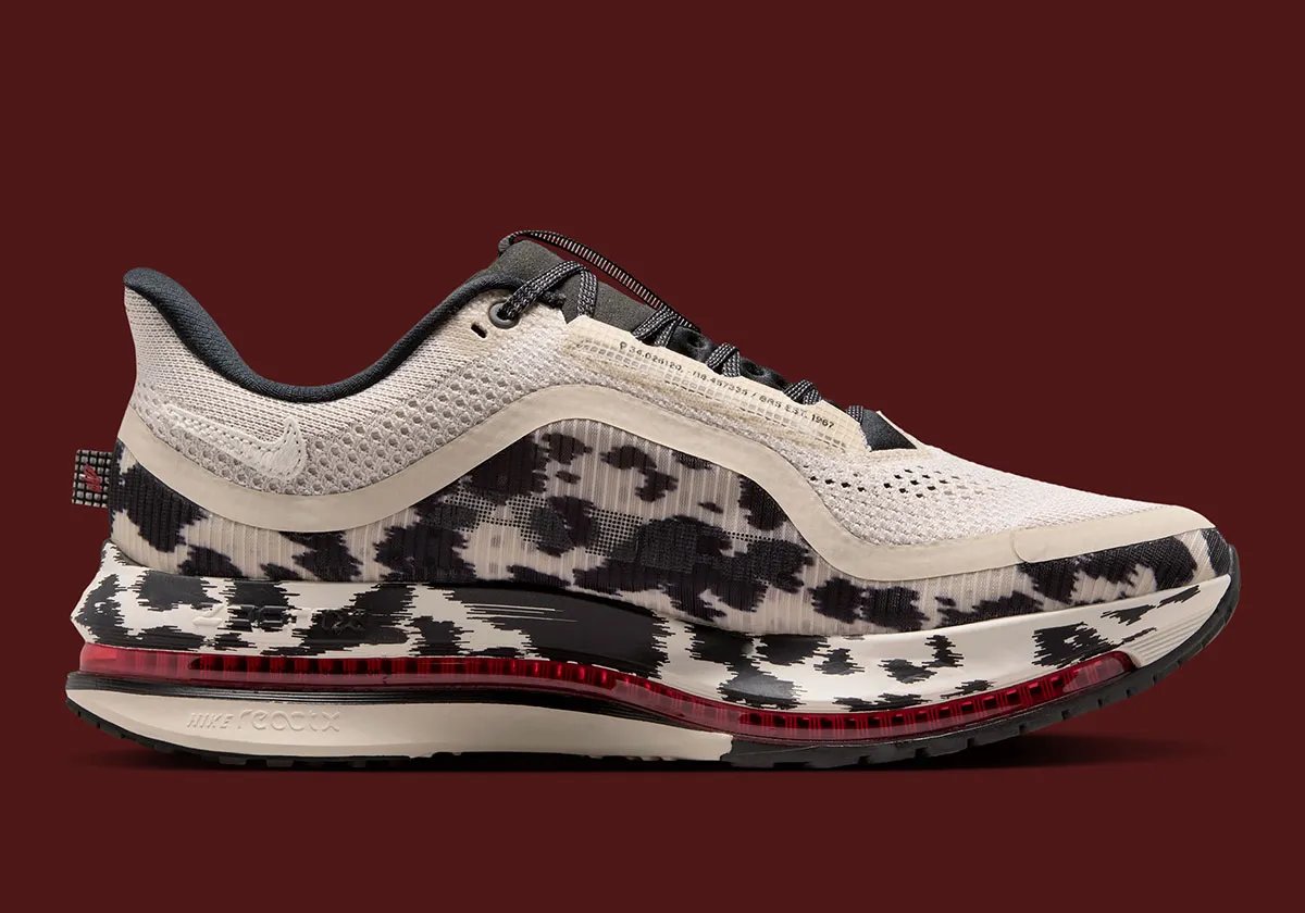 Nike Pegasus Premium in cow print with Sail pony hair Swoosh and University Red Zoom Air unit - detail view 3