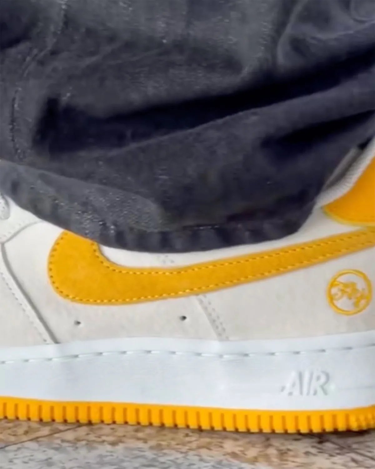 Fly Streetwear x Nike SB Air Force 1 Low in cream and yellow with branded heel patch - detail view 2