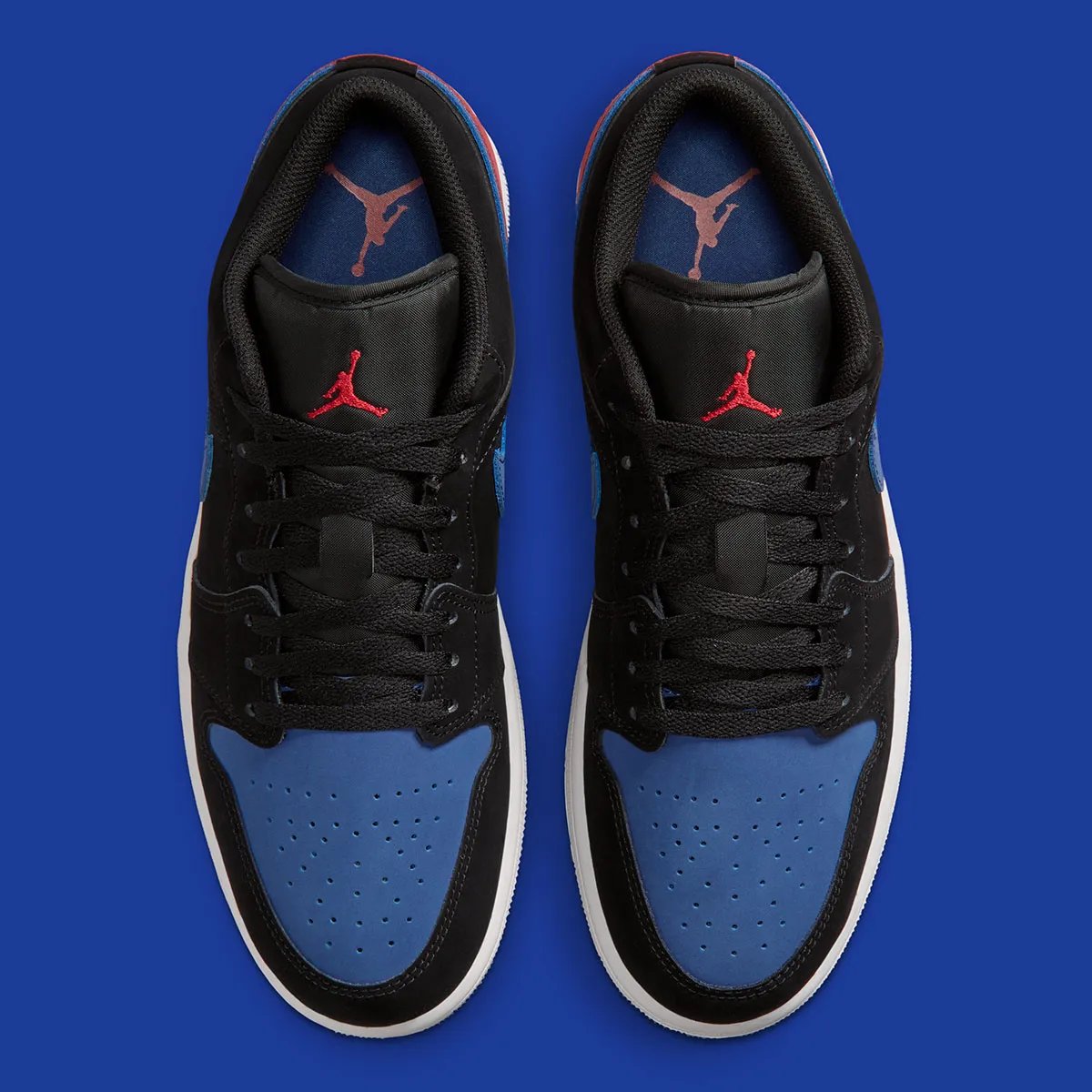 Nike Air Jordan 1 Low in Royal blue nubuck with Chicago red and white heel counter detailing - detail view 3