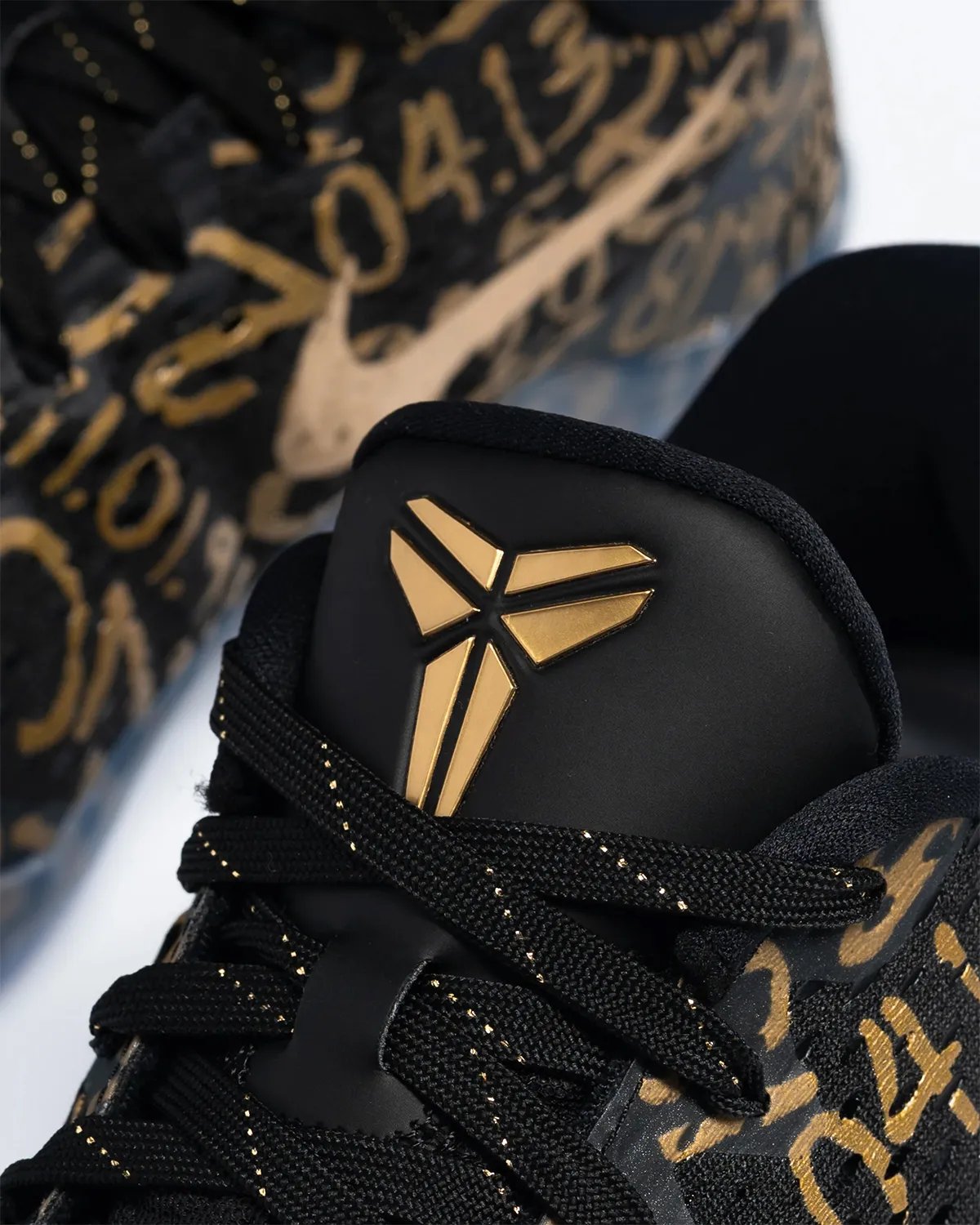 Nike Kobe 11 EM Protro 'Mamba Day' featuring gold accents commemorating Kobe Bryant's career milestones - detail view 3