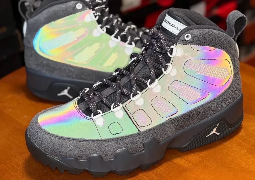 Air Jordan 9 Boot in Anthracite and Multicolor with iridescent side panels, Holiday 2026 release