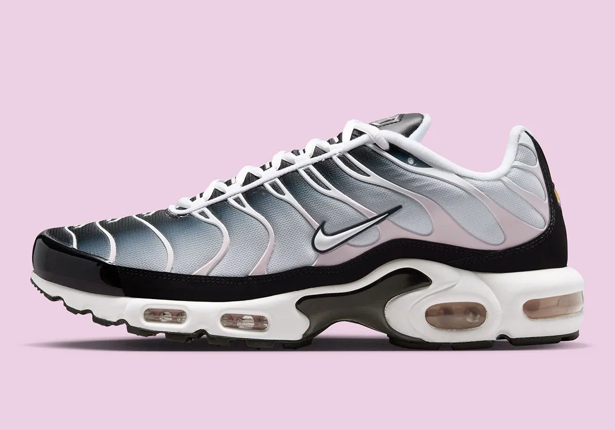 Nike Air Max Plus in Pink Foam colorway showing the TN silhouette's ribbed mesh and tubular design - detail view 1