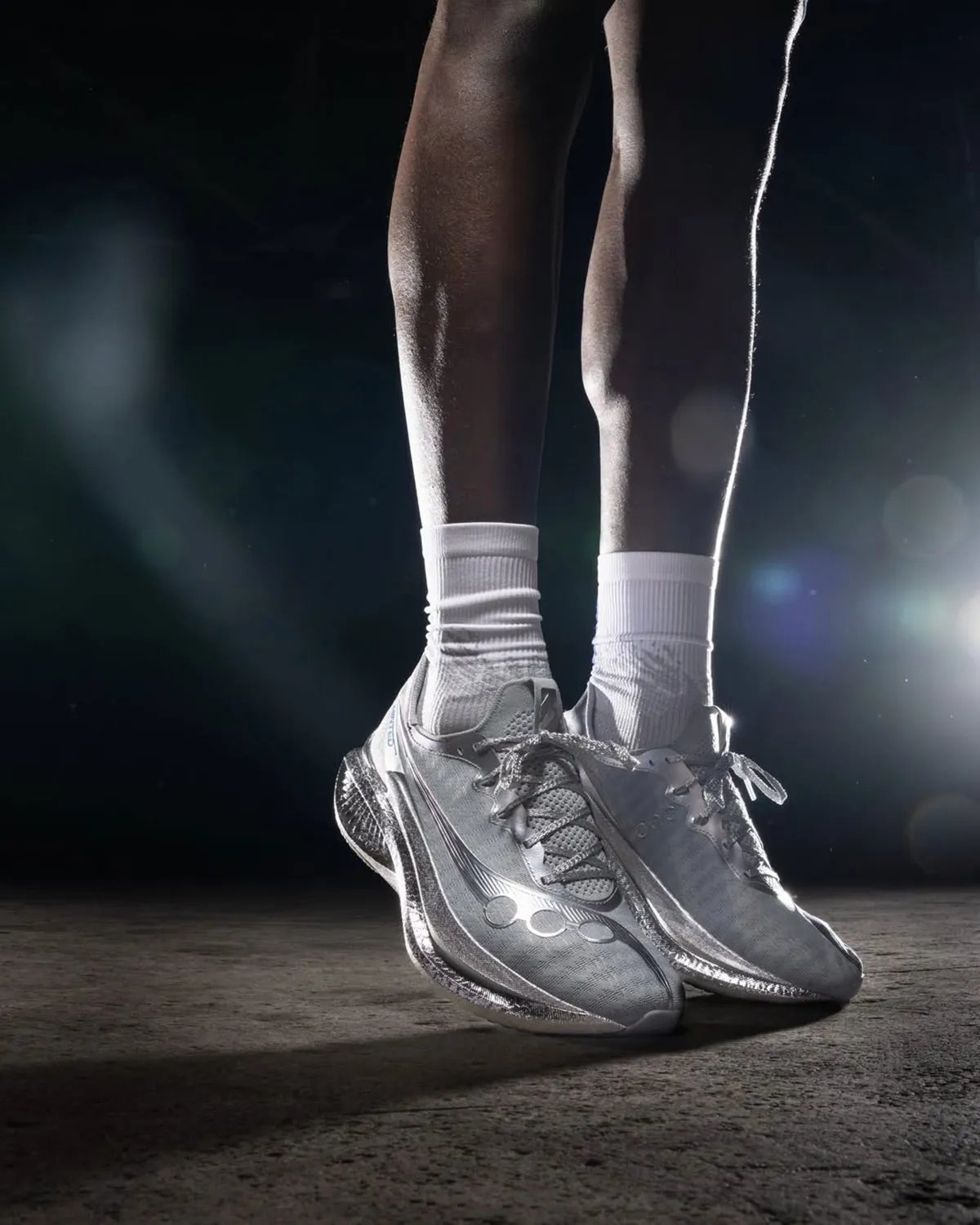 Minted NY x Saucony Endorphin Pro 5 with chrome upper detailing and metallic laces - detail view 1