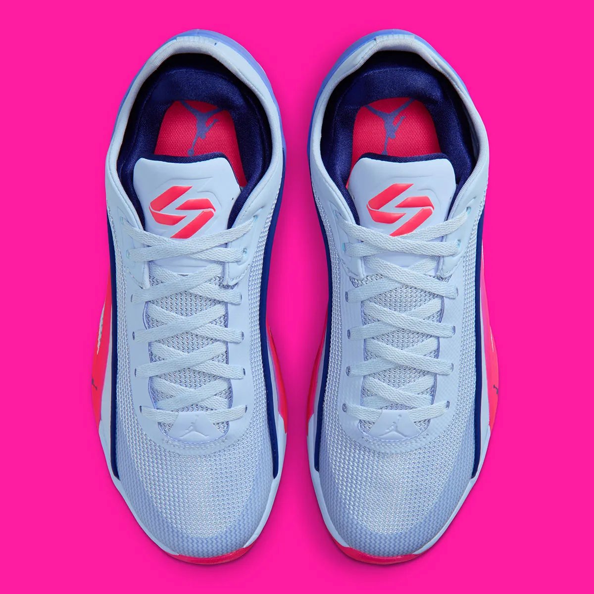 Jordan Luka 5 basketball shoe in Light Marine colorway, displaying the side profile and design details of Luka Doncic's signature Nike model - detail view 3