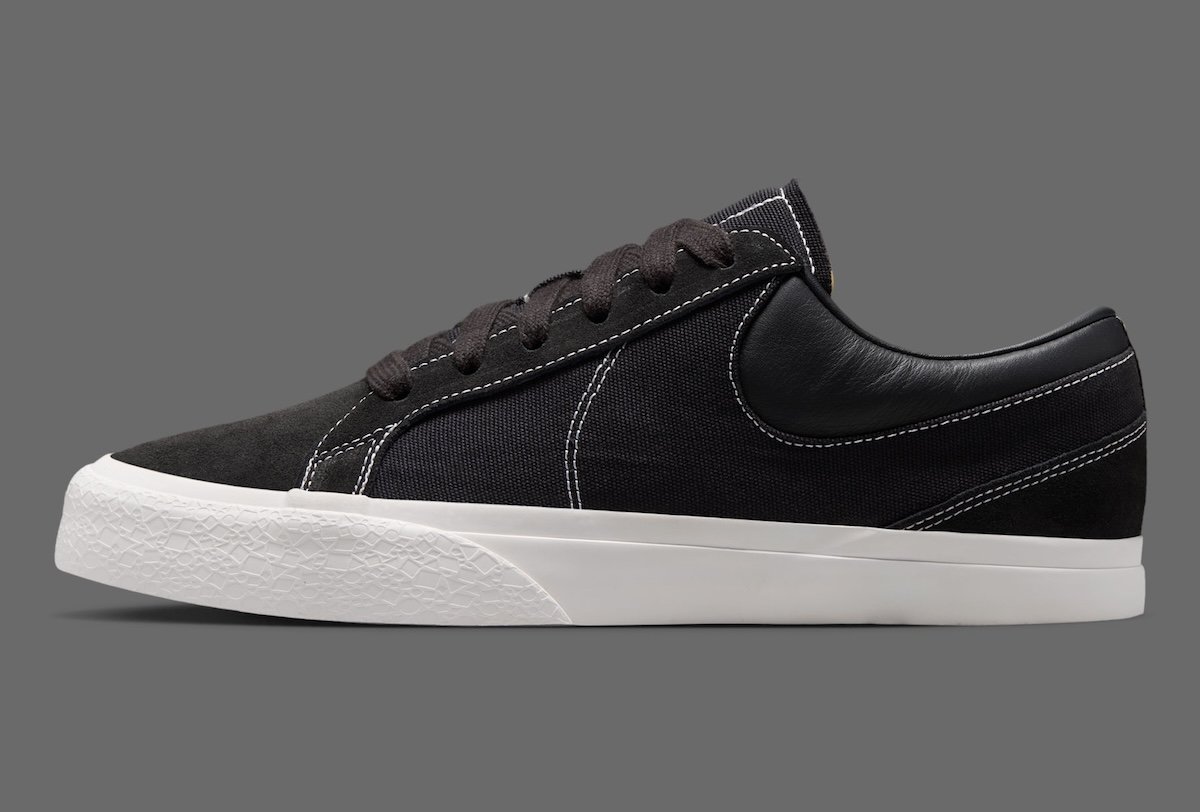 Nike Blazy sneaker with exaggerated heel-drag sole detail, canvas upper with contrast stitching logo outline - detail view 3
