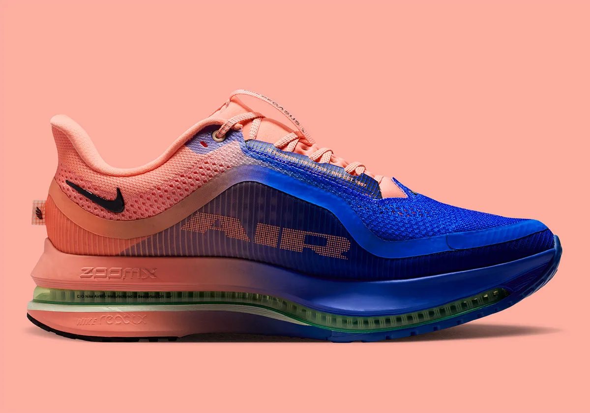 Nike Pegasus Premium in Racer Blue to Atomic Pink gradient upper with volt cushioning - detail view 2