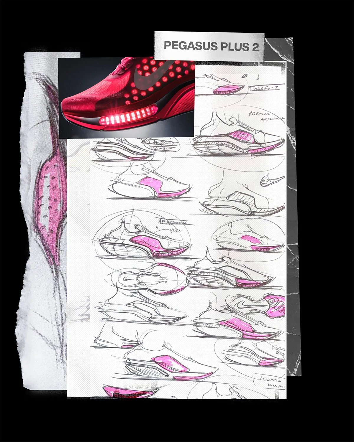Nike Pegasus Plus 2 running shoe featuring visible Air Zoom midsole unit and ZoomX foam cushioning - detail view 4