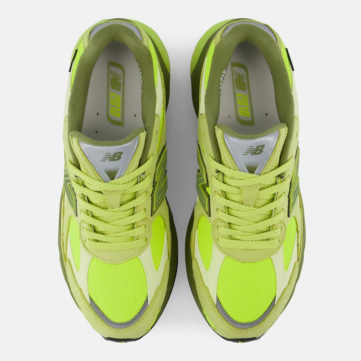 New Balance 2010 GORE-TEX 'Neon Green' featuring neon green mesh upper, sage green nubuck overlays, and reflective accents - detail view 4