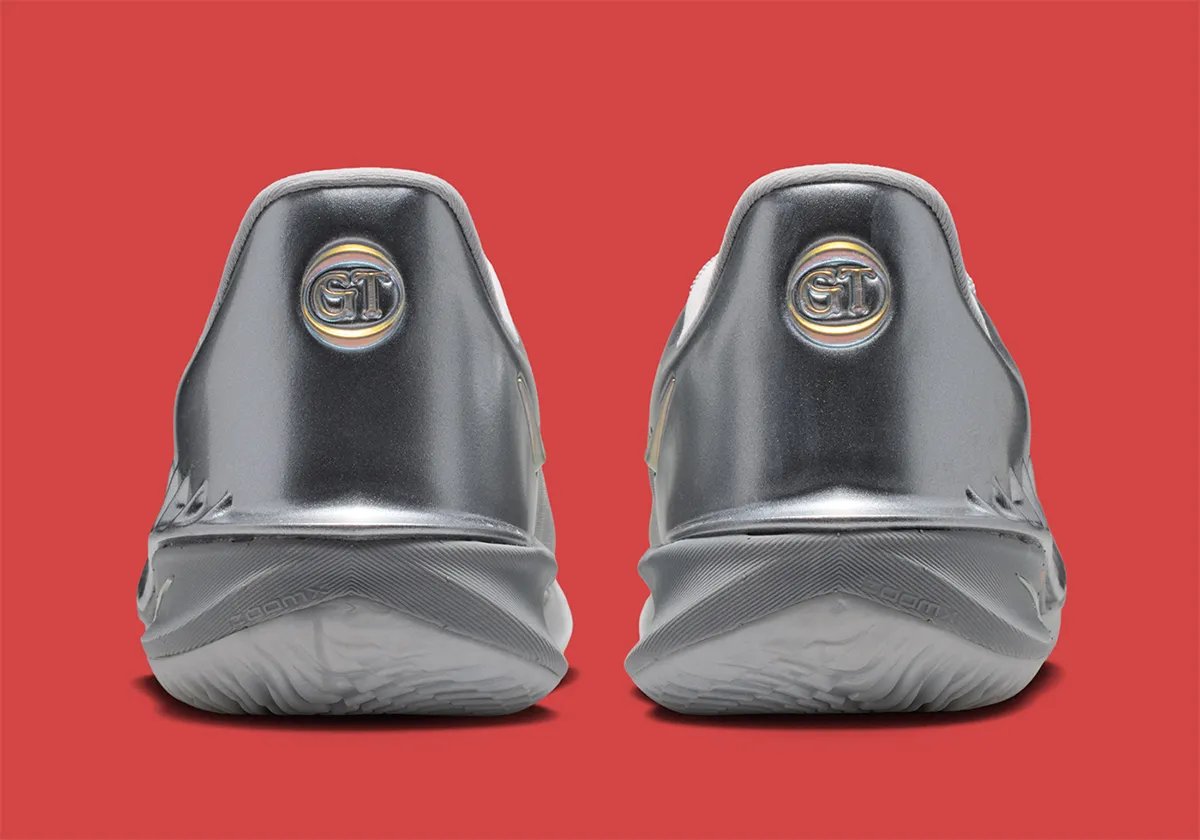 Nike GT Cut 4 in Metallic Silver colorway, full side profile view showing chrome-coated upper - detail view 4
