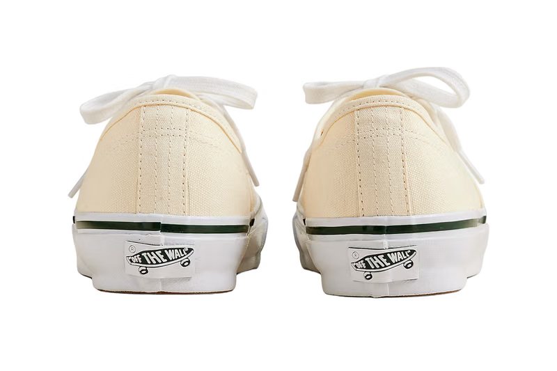 J.Crew x Vans Premium Authentic in Classic White with dark green side stripe and waffle-rubber outsole - detail view 5