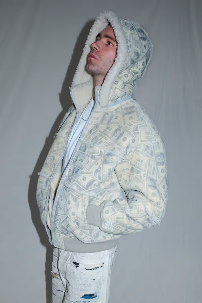 Supreme x MM6 Maison Margiela Spring 2026 collaboration featuring Schott leather jacket with eagle artwork and hooded shearling bombers - detail view 2