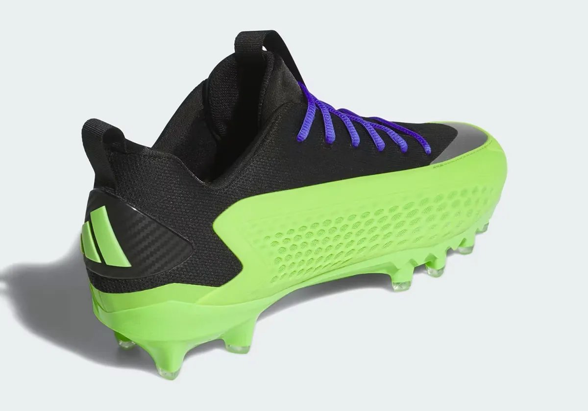 adidas Anthony Edwards 1 Low Cleat in black and Semi Solar Green Atlanta Vikings colorway - detail view 2