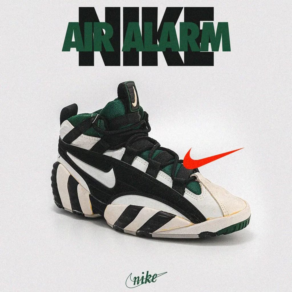 Nike Air Alarm retro tennis shoe in original colorway, Andre Agassi-era design