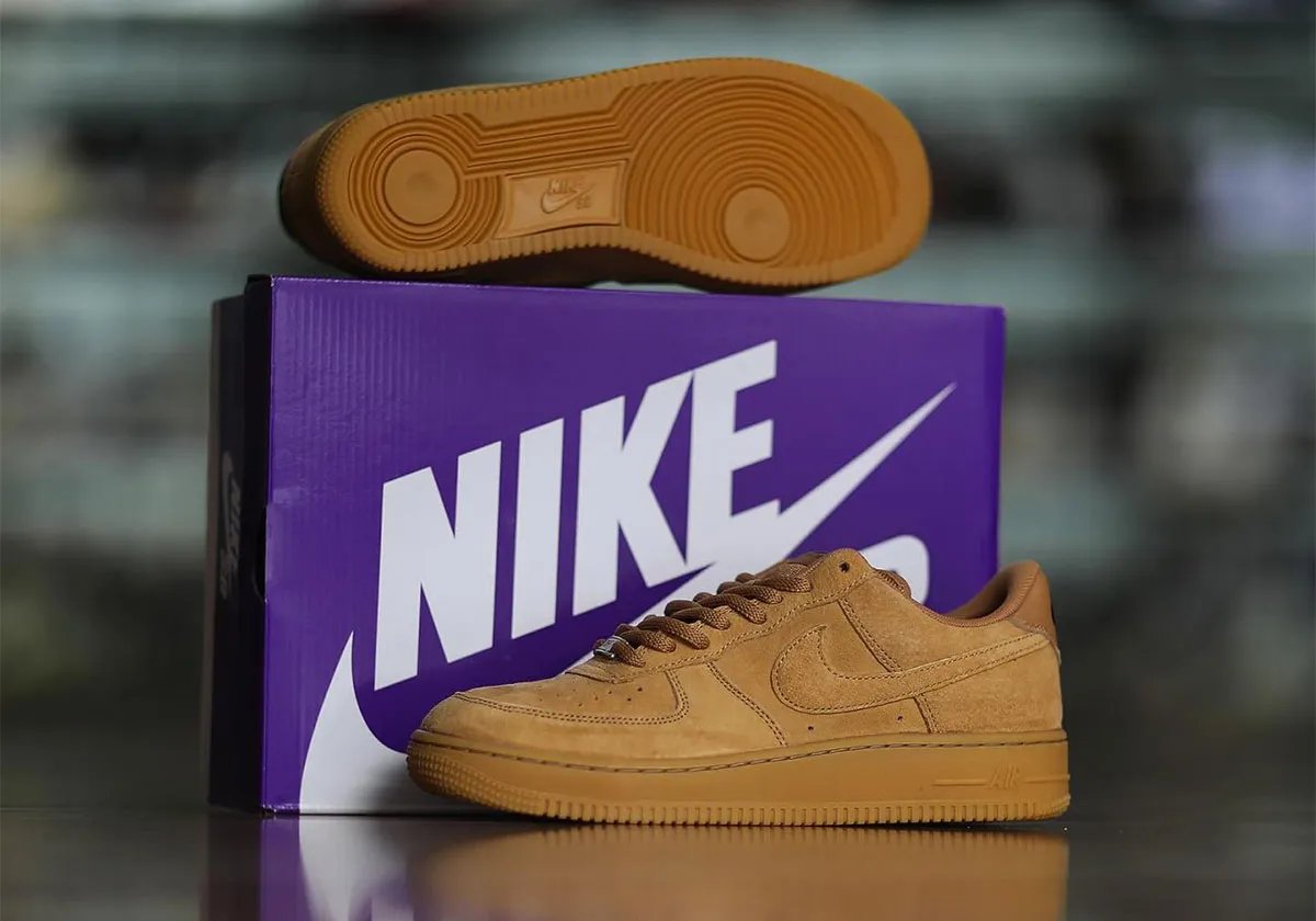 Nike SB Air Force 1 Wheat featuring buttery suede upper and gum rubber sole, lateral view - detail view 2