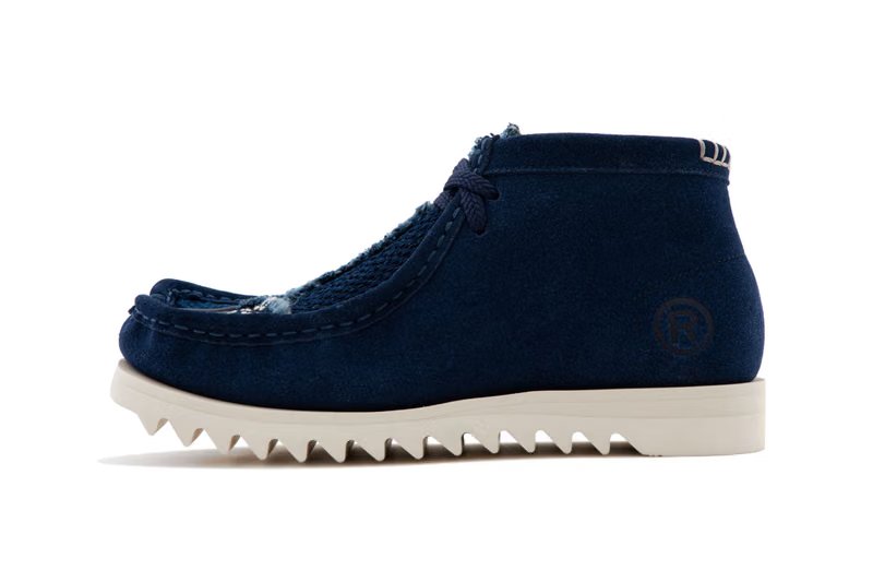 BAPE MANHUNT Tabi split-toe sneaker in indigo blue with sashiko stitching detail - detail view 2