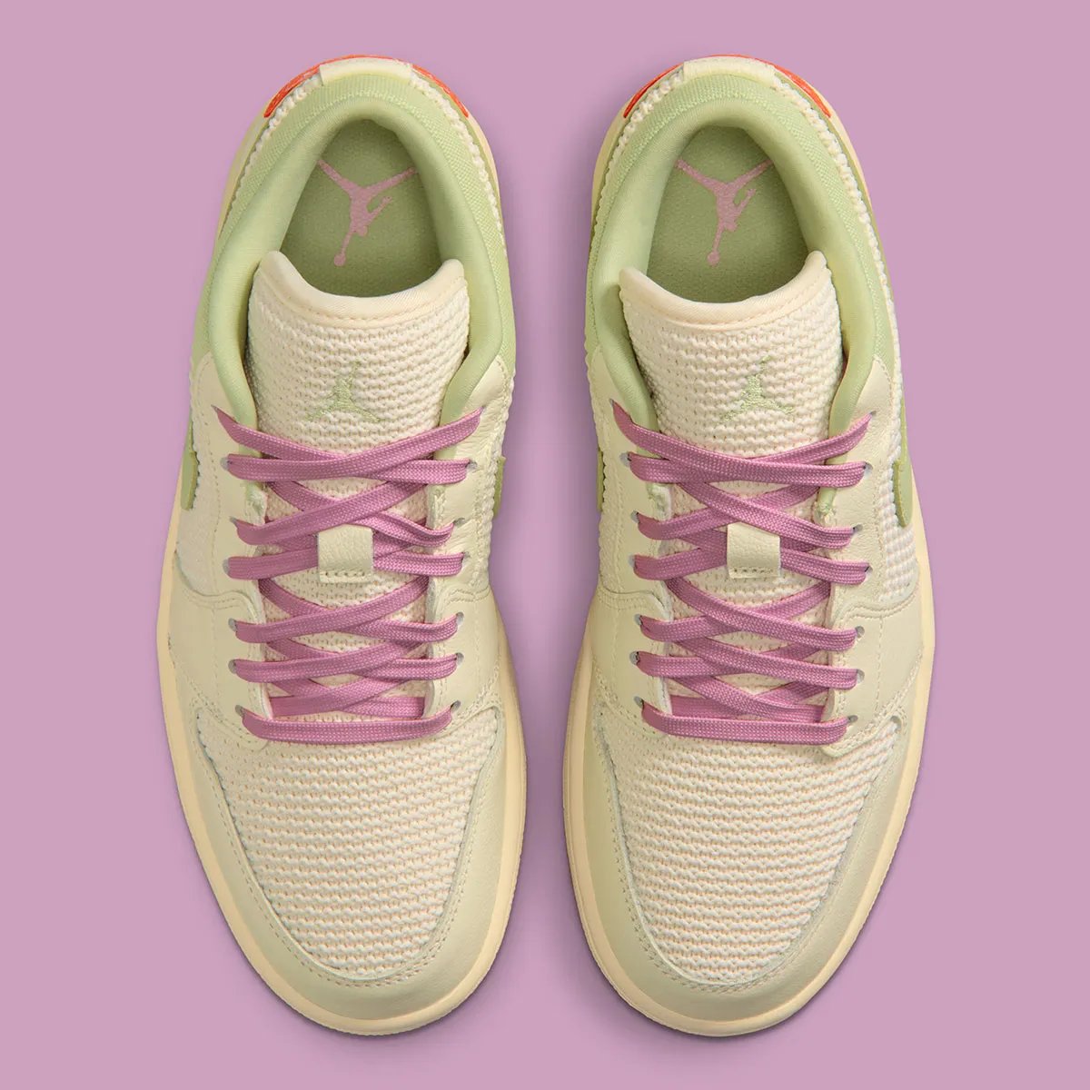 Nike Air Jordan 1 Low with knitted textile upper construction in neutral colorway - detail view 3
