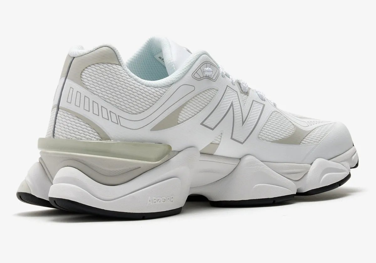 New Balance 9060 X in all-white with no-sew upper construction and tonal layering - detail view 2