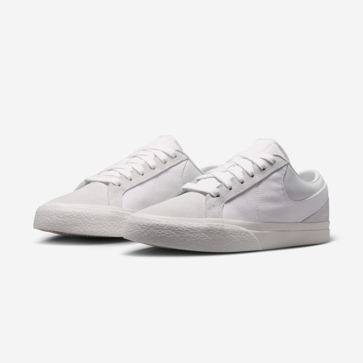 Nike Blazy Triple White all-white colorway side profile view - detail view 1