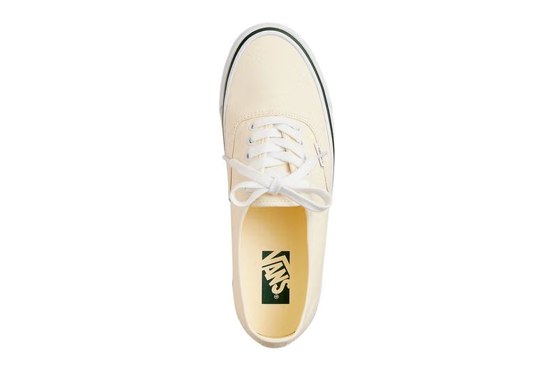 J.Crew x Vans Premium Authentic in Classic White with dark green side stripe and waffle-rubber outsole - detail view 4