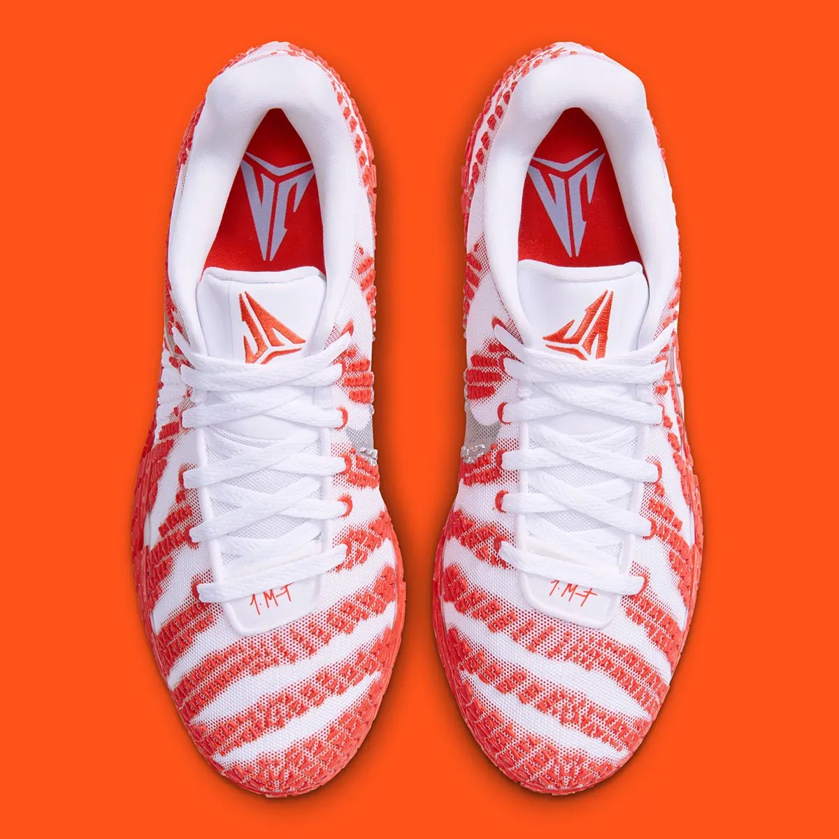 Nike Ja 3 Team Bank Orange featuring white synthetic upper with orange accents and silver Swoosh - detail view 3
