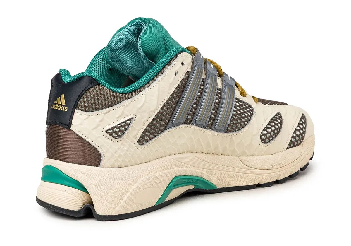 adidas adiStar Molded in Linen Green with flat snakeskin overlay upper, displayed from lateral view - detail view 2
